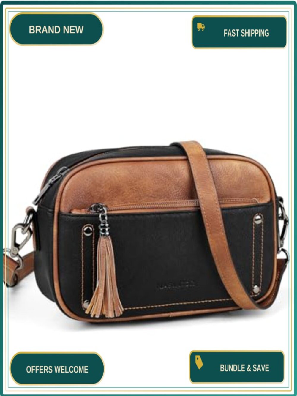 Vegan Leather Crossbody Purse Small Adjustable Strap Travel Bag